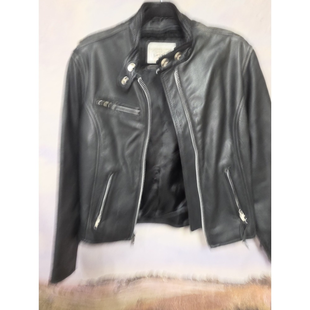 Vintage Wilsons Leather Open Road Women's Cafe Racer Motorcycle Jacket Black S